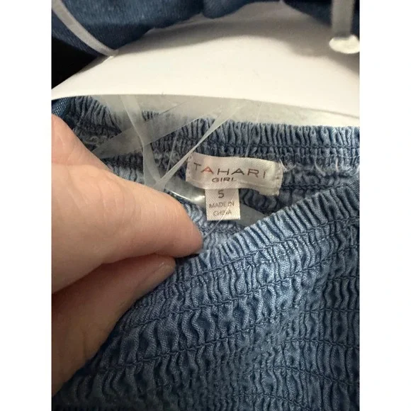 Tahari Girls Blue Chambray Jumpsuit with Matching Headband – Size 5 – NWT - Picture 3 of 5